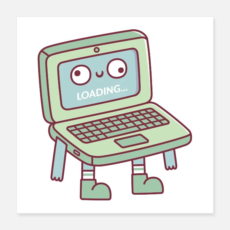 Funny Derpy Laptop Loading Its Brain Poster 16" x 16" (40x40 cm)