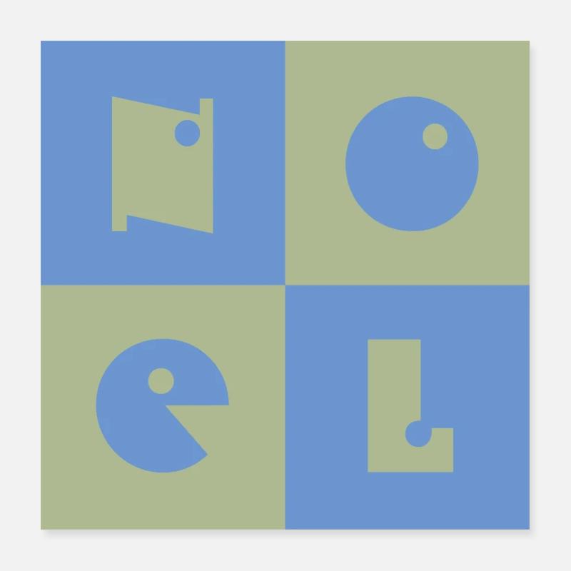 Noël Nom Garçon Bébé Bébé Bleu Vert Poster 40 x 40 cm