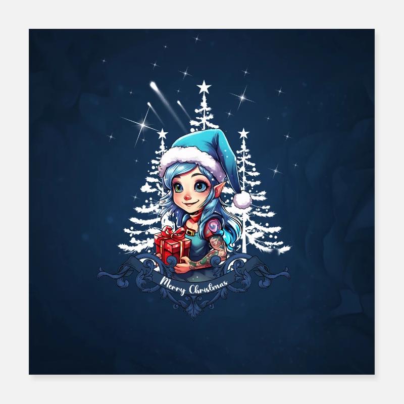 Fröhlicher Elf Poster 40x40 cm