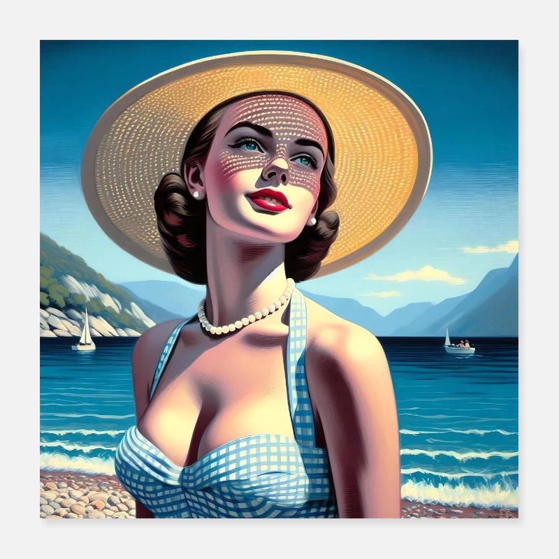 Das Modell am See Poster 40x40 cm