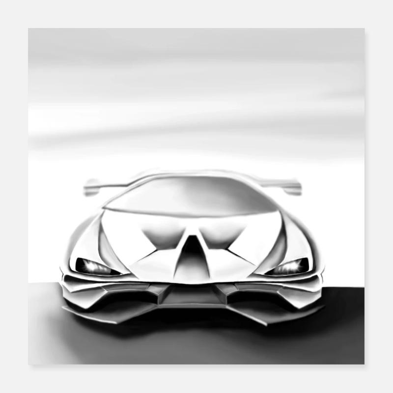 Futuristic Car Poster - Poster 40x40 cm - Weiß
