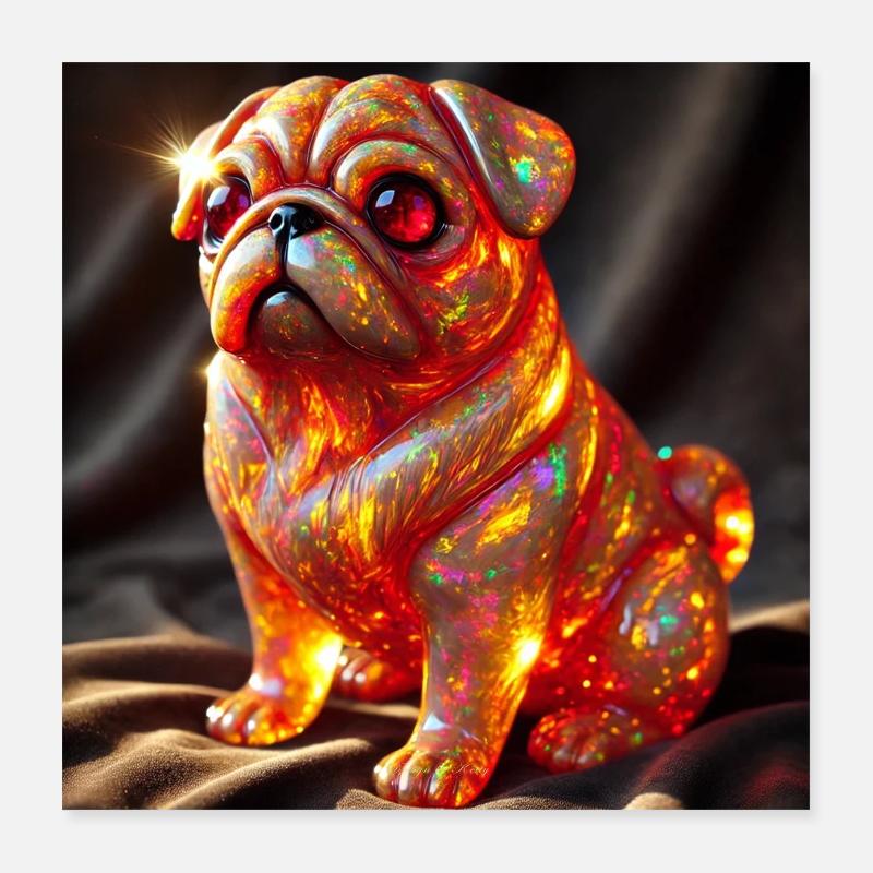 Sculpture de bouledogue explosif en couleur Poster 40 x 40 cm