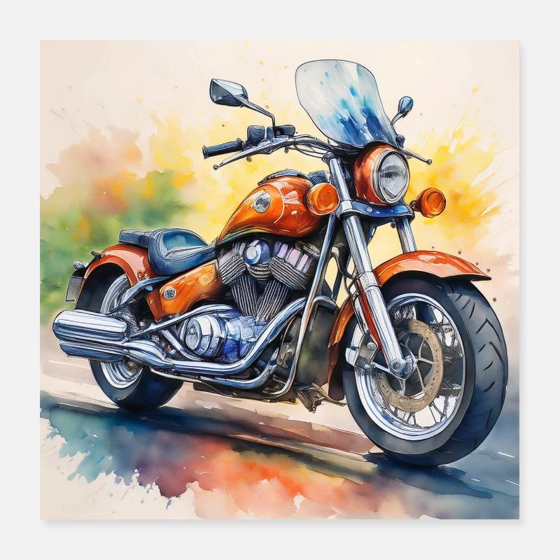 Bold Retro Motorcycle Design Poster 16" x 16" (40x40 cm)