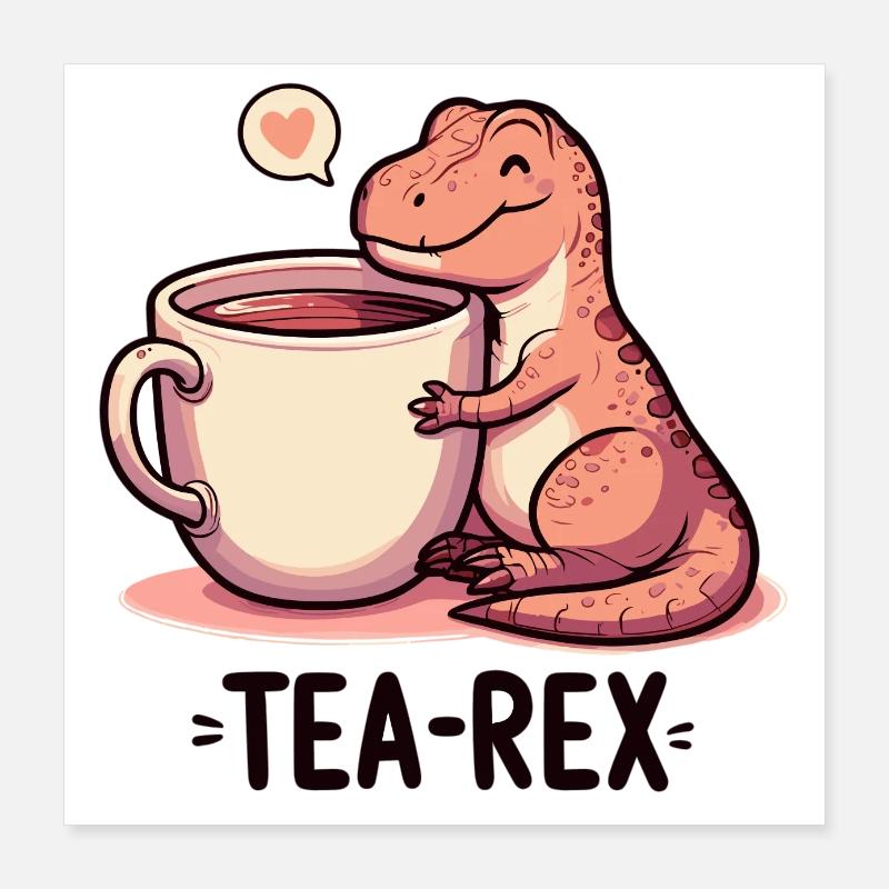 Tee Rex Tee-Rex Teetrinker Geschenk Poster 40x40 cm