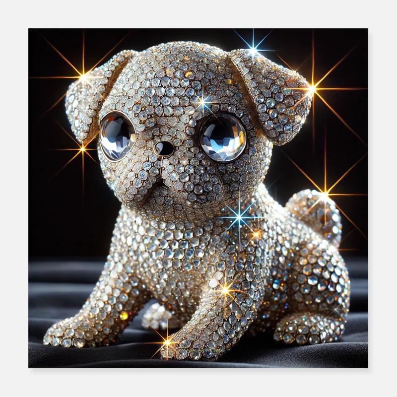 Chien scintillant à l’aspect diamant Poster 40 x 40 cm