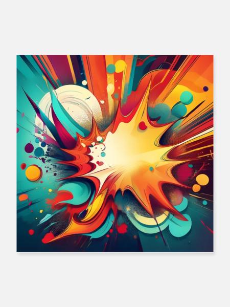 Abstract Colourful Splash with Explosive Design - Poster 16" x 16" (40x40 cm) - white - Front