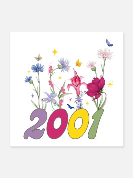 Year of birth 2001 wildflowers - Poster 16" x 16" (40x40 cm) - white - Front