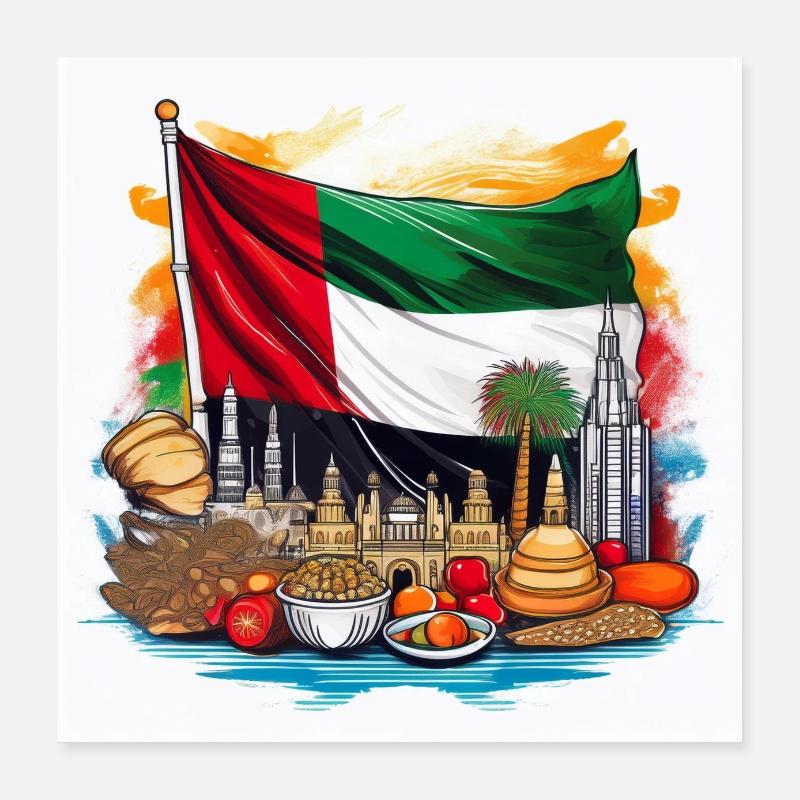 UAE Heritage Flag Design Poster 16" x 16" (40x40 cm)