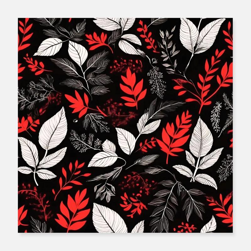 motif de feuillage rouge Poster 40 x 40 cm