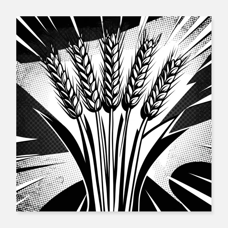 5 grain ears of wheat Poster 16" x 16" (40x40 cm)