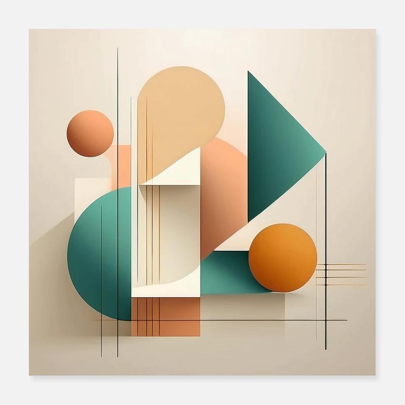 Modern Geometric Abstract Art Design Poster 16" x 16" (40x40 cm)