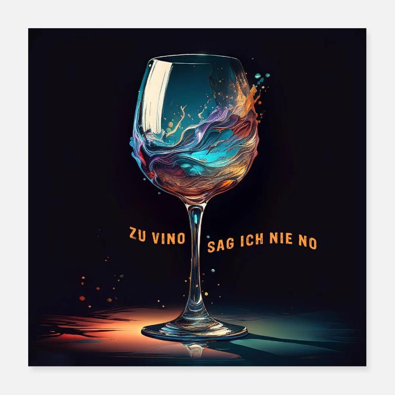 À Vino je ne dis jamais pas d’image verre à vin AFFICHE Poster 40 x 40 cm