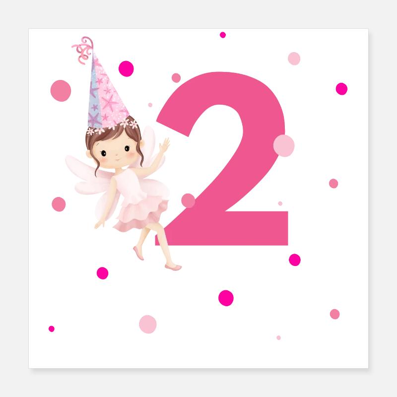 2. Geburtstag Rosa Fee Poster 40x40 cm