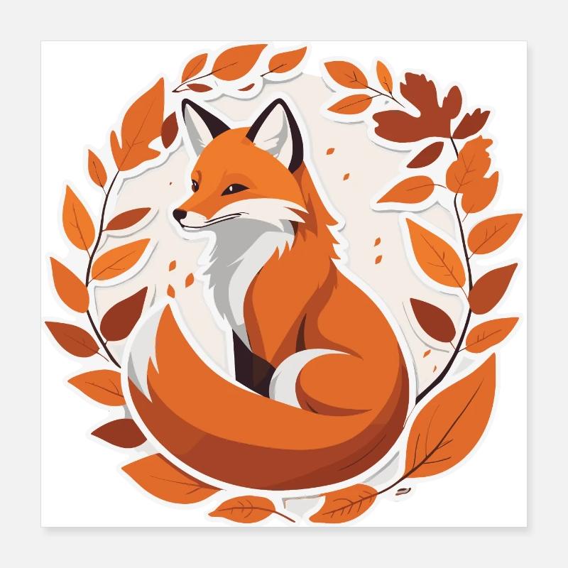 Fuchs im Herbst #2 Poster 40x40 cm