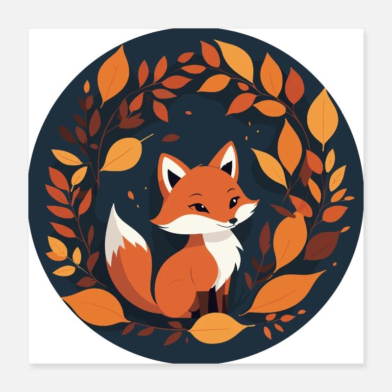Renard en automne #7 Poster 40 x 40 cm