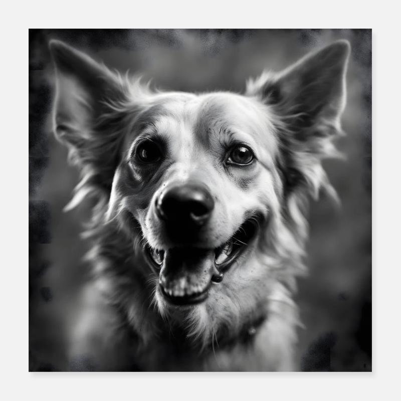 Cute, hu - Poster 40x40 cm - Weiß
