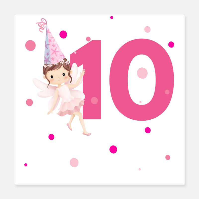 10e anniversaire fée rose Poster 40 x 40 cm