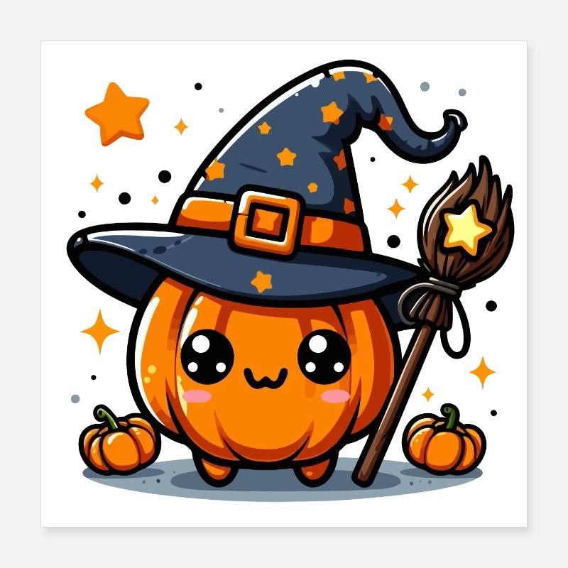 Citrouille Sorcière d'halloween Poster 40 x 40 cm
