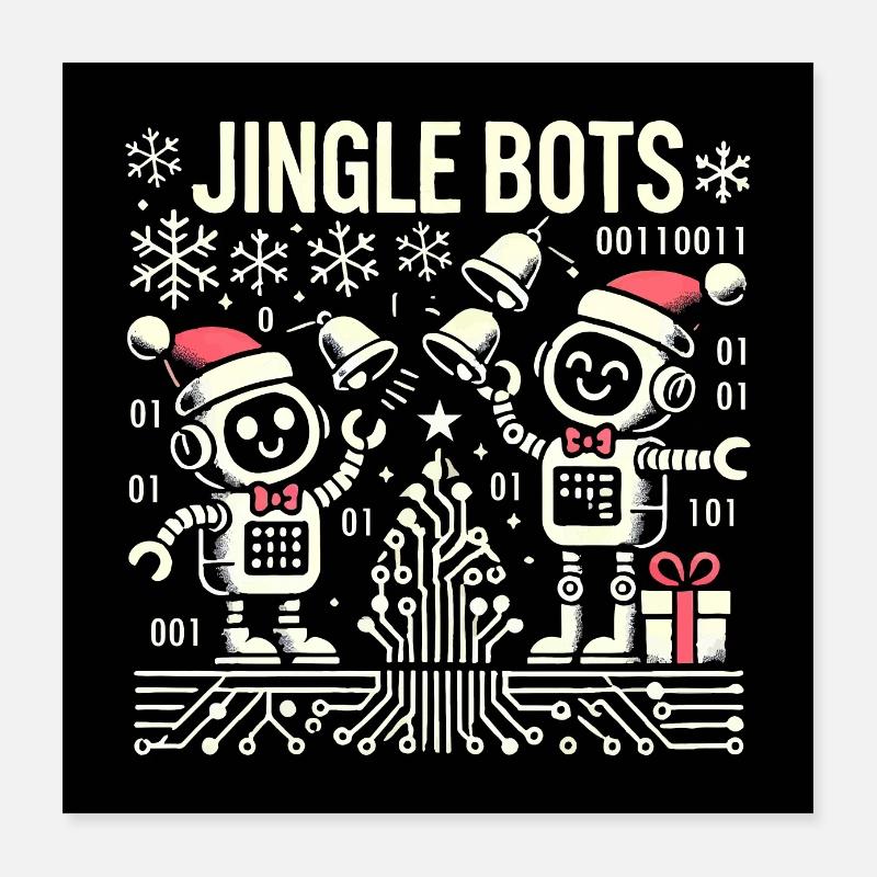 AI Santa Robot with Drones Future Christmas Helper Poster 16" x 16" (40x40 cm)