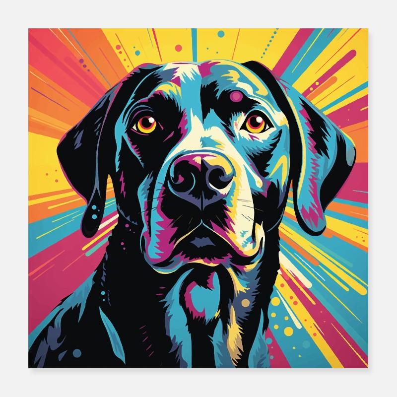 Retro Pop Art Black Labrador Poster 16" x 16" (40x40 cm)