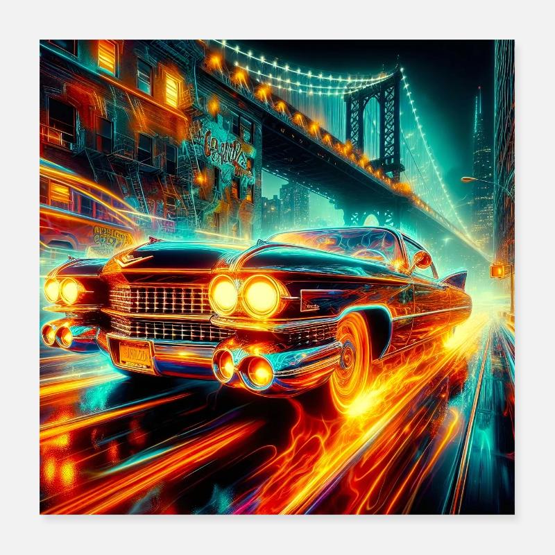 Oldtimer Elektroauto Poster 40x40 cm