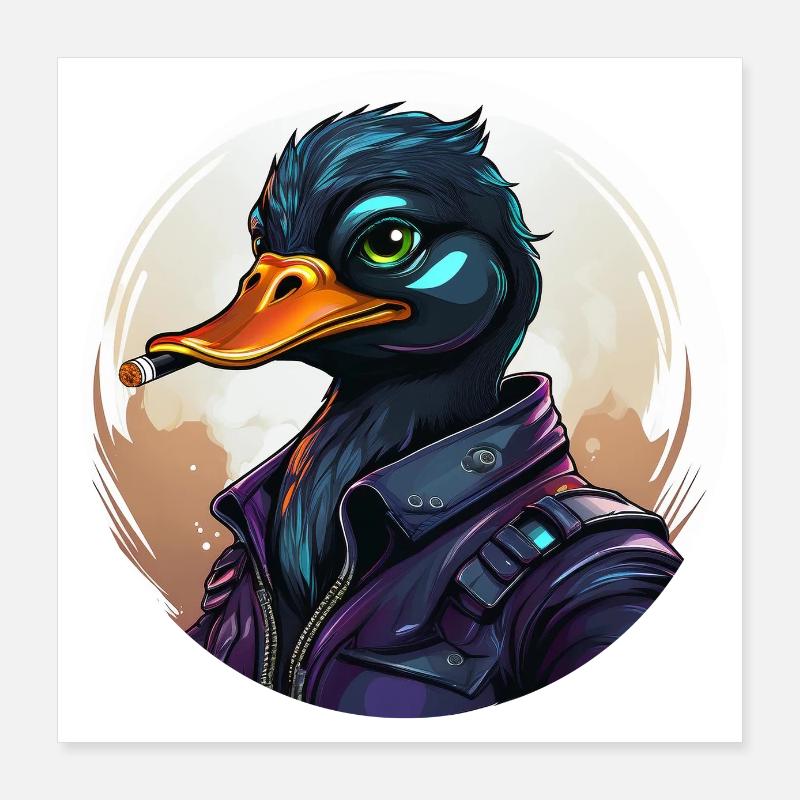 ente mit zigarre Poster 40x40 cm