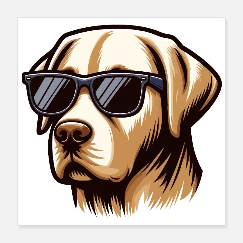 Cool Labrador Dog Head Poster 16" x 16" (40x40 cm)