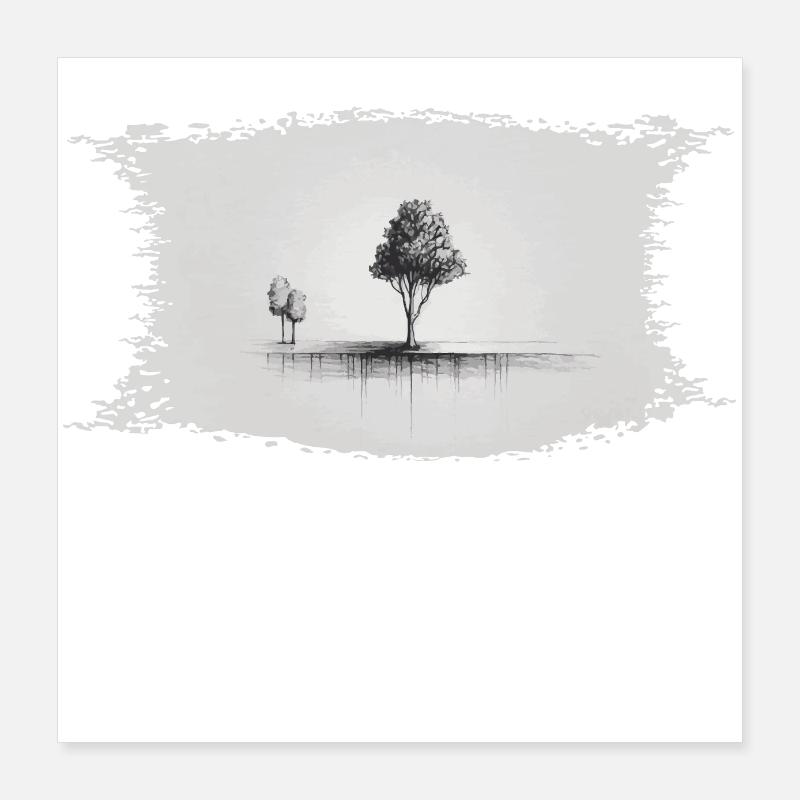 Minimalistischer Baum Arbre minimaliste Poster 40 x 40 cm