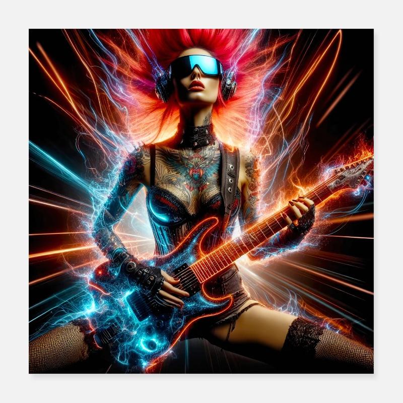 Rockeuse Cyberpunk Poster 40 x 40 cm