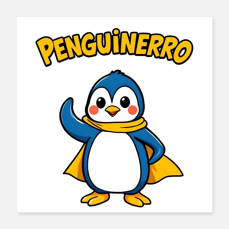 Cheerful Penguin Standing Boldly with Scarf Poster 16" x 16" (40x40 cm)