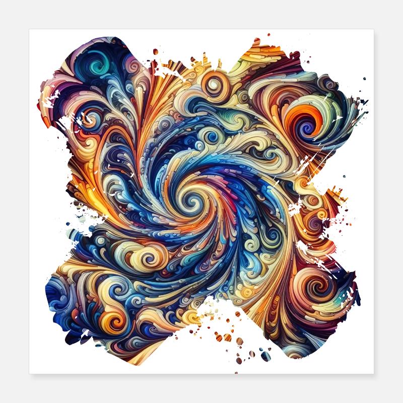 Lebendiger abstrakter Wirbel Poster 40x40 cm