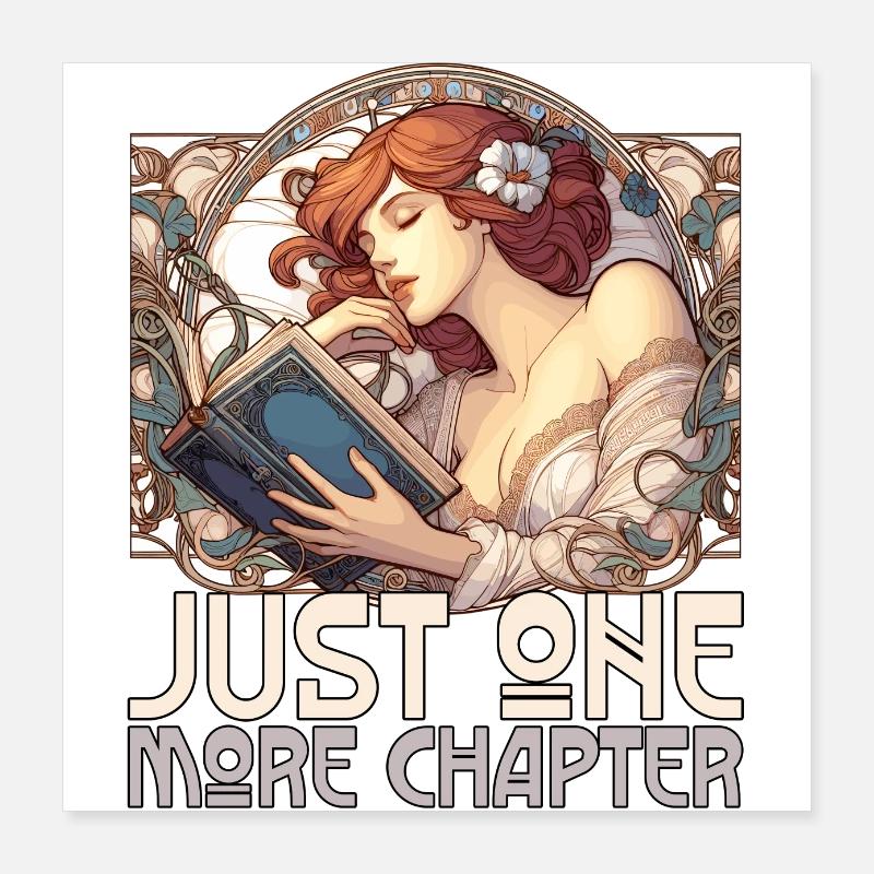 Kapitel Buch Bücher schöne Frau Lesen Geschenk Poster 40x40 cm