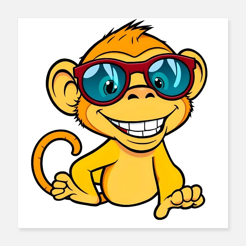 Cool Monkey Sunglasses Design Poster 16" x 16" (40x40 cm)