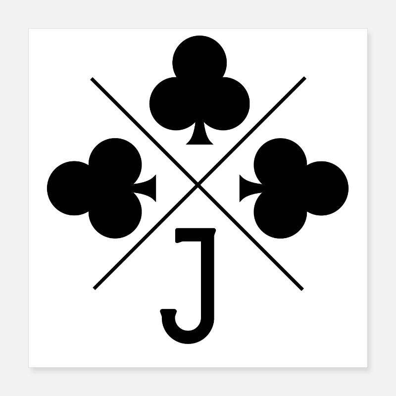 Glücksklee j Buchstabe Poster 40x40 cm