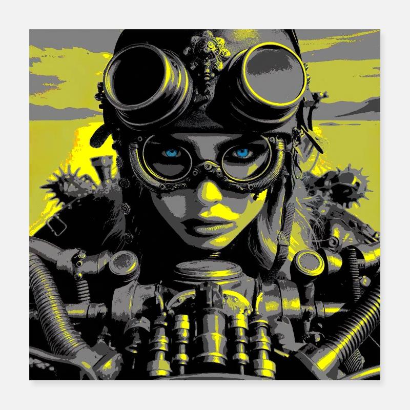 Steampunk Biker Poster 16" x 16" (40x40 cm)