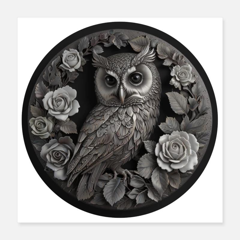 Silver Owl Poster 16" x 16" (40x40 cm)