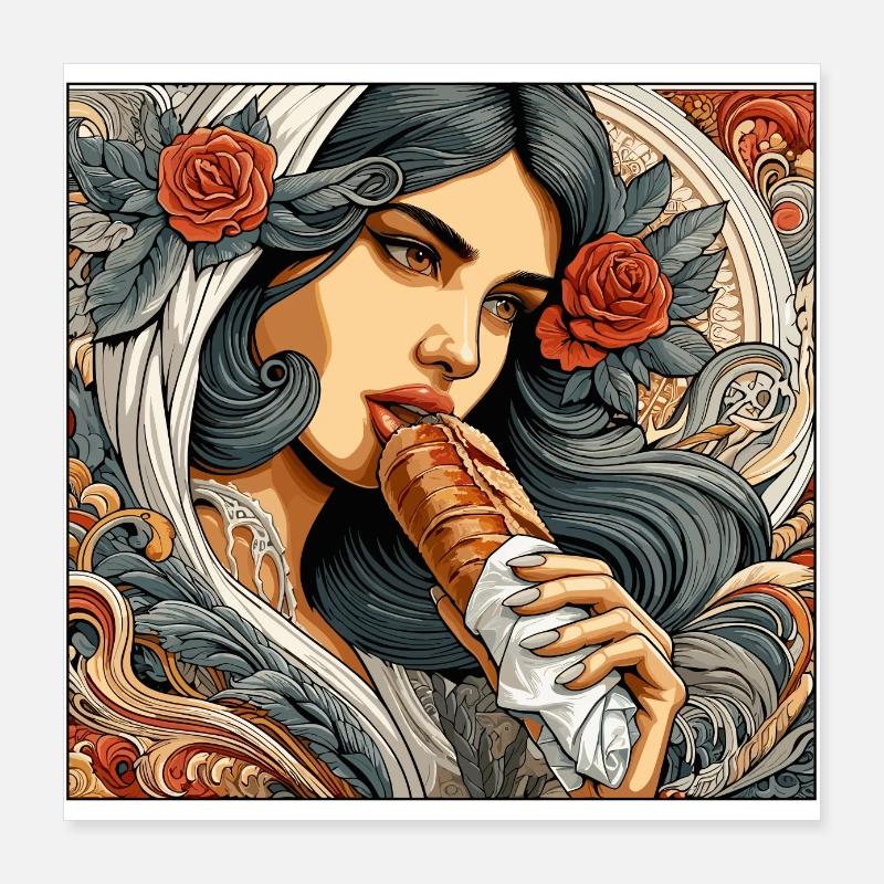 Dürüm Yufka Döner Kebab Geschenk Poster 40x40 cm