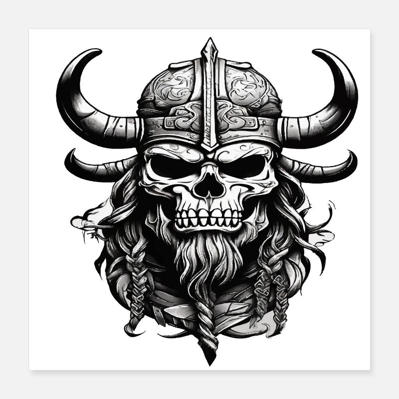 Crâne Viking Poster 40 x 40 cm