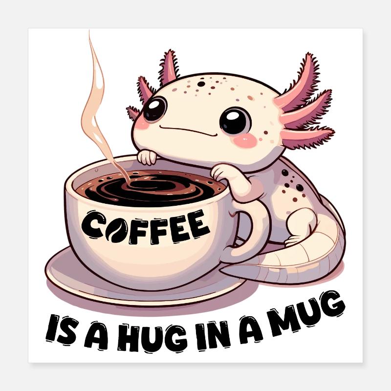 Axolotl Café Câlin Mug Cadeau Poster 40 x 40 cm