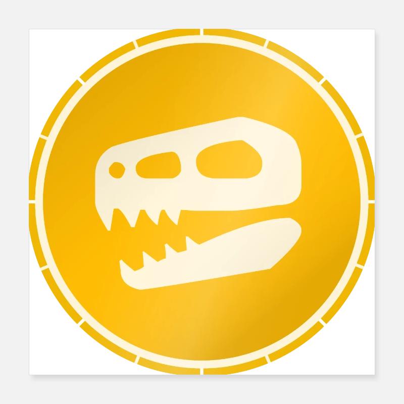 Crâne de dinosaure doré Poster 40 x 40 cm