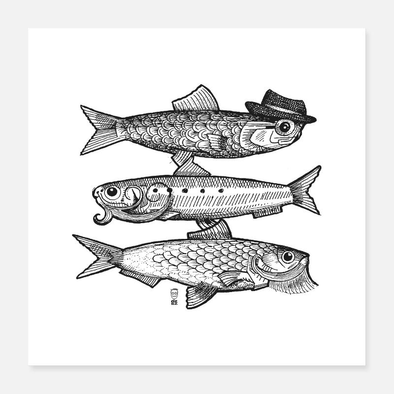 3 Fish Poster 16" x 16" (40x40 cm)