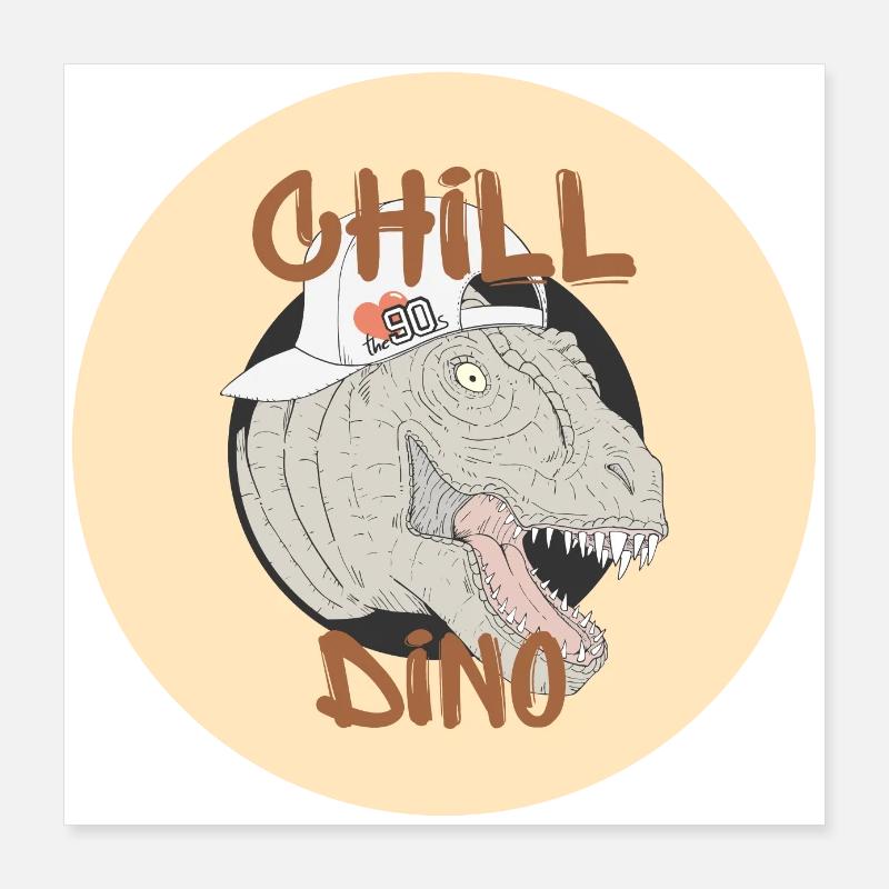 Chill Dino Saurier Poster 40x40 cm
