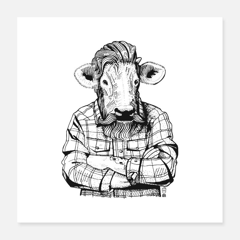 Mister Rindfleisch - Poster 40x40 cm - Weiß