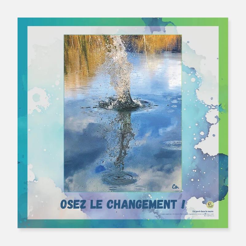Ein Kopfsteinpflaster im Teich, quadratisch Poster 40x40 cm