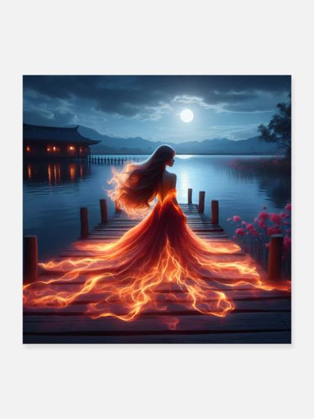 Glowing Bridge Magic - Poster 16" x 16" (40x40 cm) - white - Front