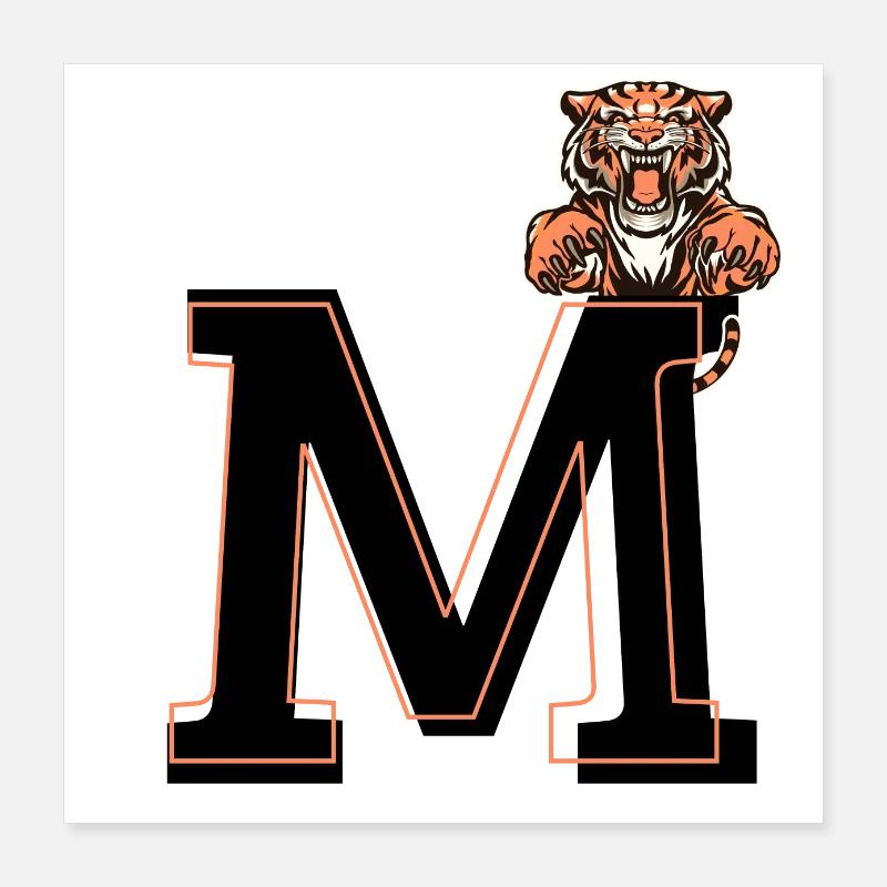 Buchstabe m Tiger - Geschenkidee Poster 40x40 cm