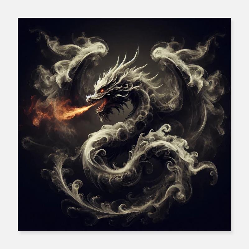 Rauchdrache der Dunkelheit Poster 40x40 cm