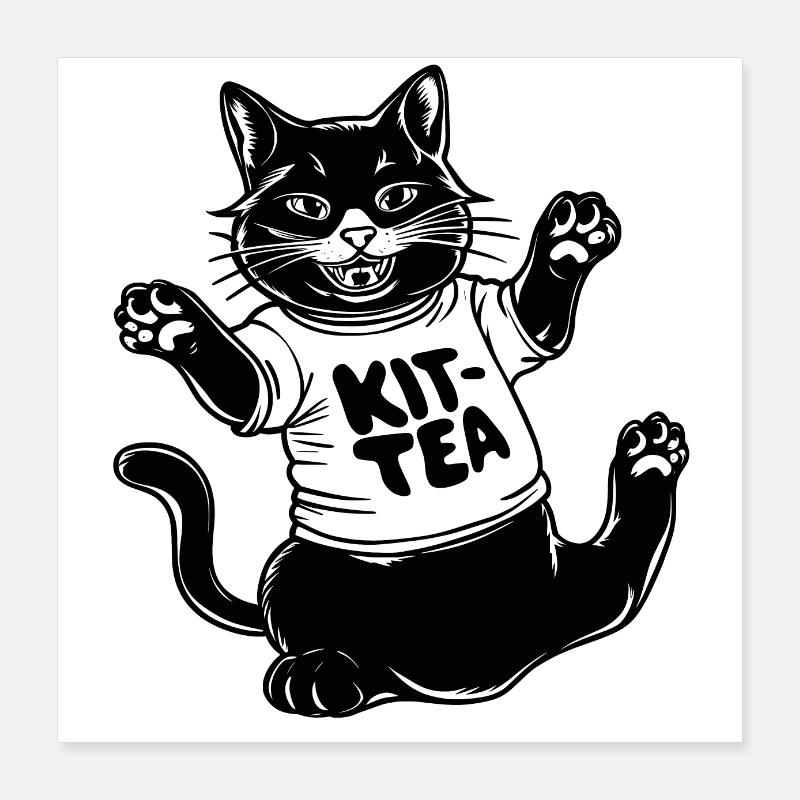 Funny Cat Kit Tea Poster 16" x 16" (40x40 cm)