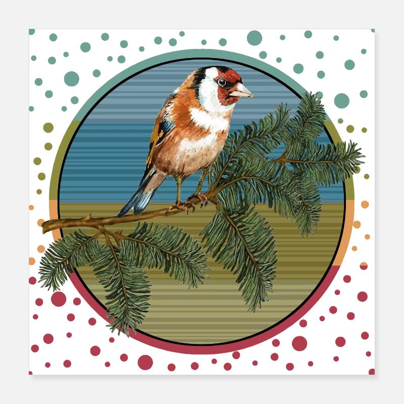Bunter Vogel Poster 40x40 cm