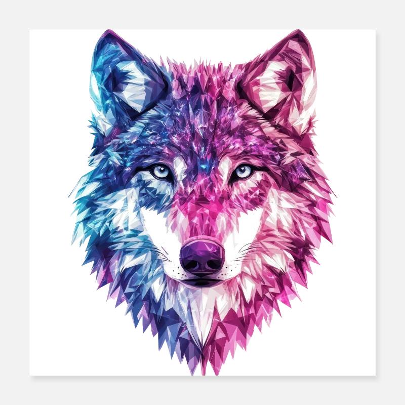 Wolf Crystals Fantasy Poster 16" x 16" (40x40 cm)